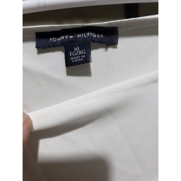 Tommy Hilfiger White Flowy Blouse Shirt Women's XL Short Sleeve Business Casual - Picture 3 of 5